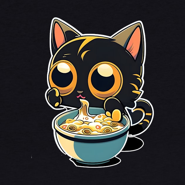 I Just Really Love Ramen - Black Cat Anime Kawaii japanese by jordanfaulkner02